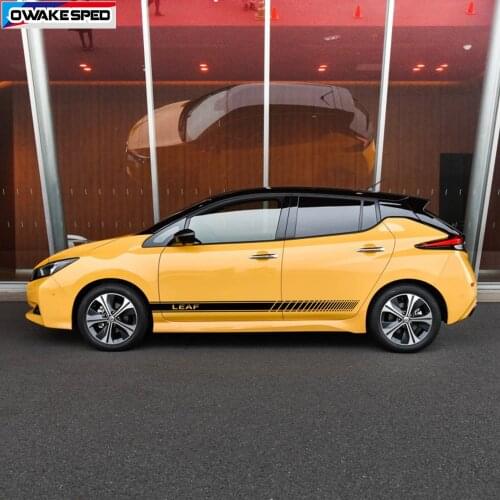 2pcs/lot Car Side Body Sticker For Nissan Leaf Sport Stripes Decals Racing Styling Auto Door Skirt Stickers