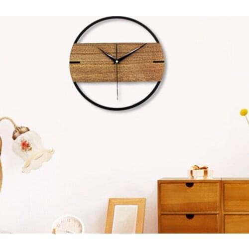Vintage Style Wall Clock, Minimalist Modern Quartz Clock Pendulum Silent, Wall Clock Watch for Living Room Bedrooms Office