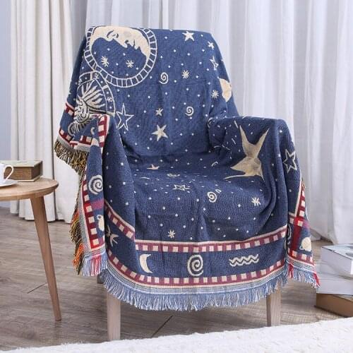 Starry sky non-slip sofa towel cover cotton carpet blanket Geometric patterns woven home decorative multifunction thicken rug