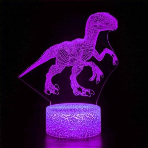 New Dinosaur 3D Night Light Toy Cartoon Tyrannosaurus Cute Doll Child Boy Birthday Christmas Halloween Gift USB LED Table Lamp