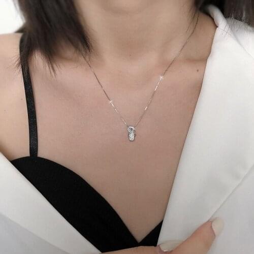 Creative Slippers Luxury Bling Cubic Zirconia 925 Sterling Silver Clavicle Chain Necklace For Women Fashion Simple Jewelry