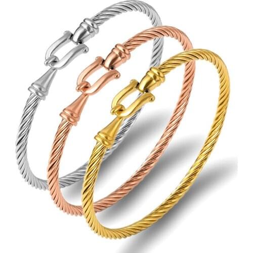 Vachette Clasp Knit Stainless Steel Bracelets & Bangles Punk Jewelry Women Men Gold Filled Pulseras Best Friends Bracelet Homme
