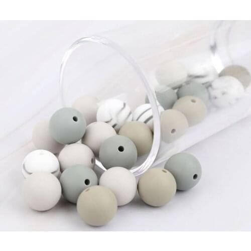 15mm 20pcs Silicone Beads Baby Teething Beads DIY Chewable Teether for Infant G99C