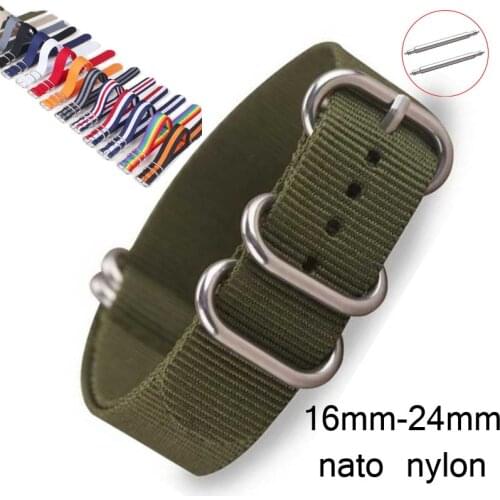 Nylon Strap 16mm 18mm 20mm 22mm 24mm ZULU NATO Watch Band Ring Buckle Colorful Stripe Wristbands Women Men Sports Watchband