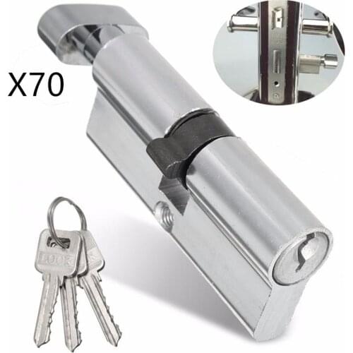 1pc New X70 Silver Tone Cylinder Hardware Indoor Aluminum Home Security Door Lock Home Hardware Door Accessories Hot Sale