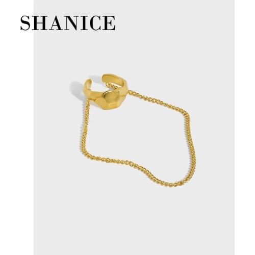 SHANICE S925 Sterling Silver Irregular face tassel side chain Ear Cuff Clip On Earrings For Women Girl Without Piercing