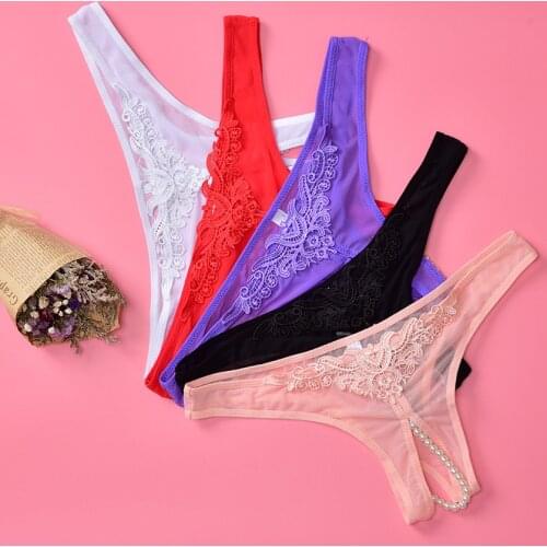 Plus Size L XXL XXX 5XL Sexy Open Crotch crotchless Pearls Thongs G-string V-string Panties Knickers Underwear Brief RB007