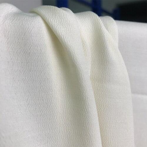 Light yellow rayon double crepe artificial silk fabric spring and summer solid color womens dress dress fabric free shipping