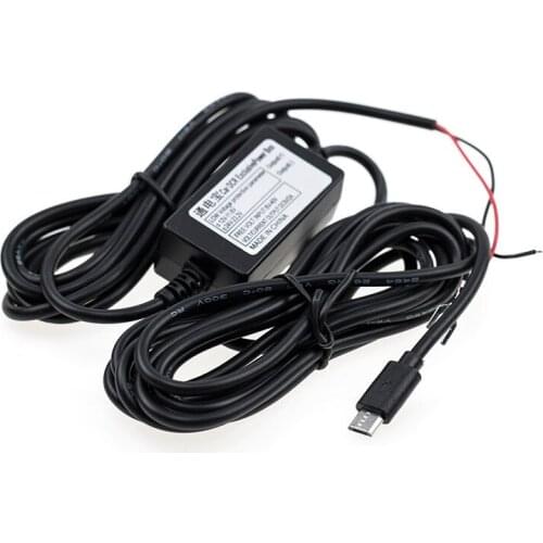 DHL 100Pcs Car Dash Cam Mini USB Port DC 12V to 5V Car Charger Cable 24H Parking Monitor Cable For Car DVR Exclusive Power Box