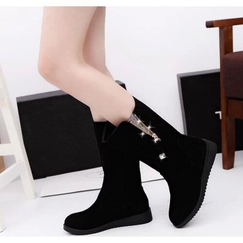 Womens cashmere plush padded winter long riding motorcycle boots shoes womens frosted flat heel winter snow boots shoes