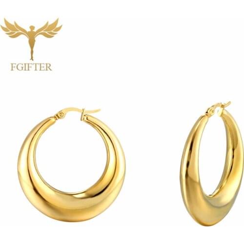 Chunky Gold Hoop Earrings for Women Cute Fashion Hypoallergenic earrings Minimalist Jewelry Gift Gold Stainless Steel Hoops