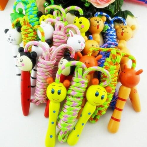 1PC New Kids Jump Ropes Wood Handle Sport Bodybuilding Fitness Lovely Cartoon Skipping Ropes Crossfit Fitness Equipment