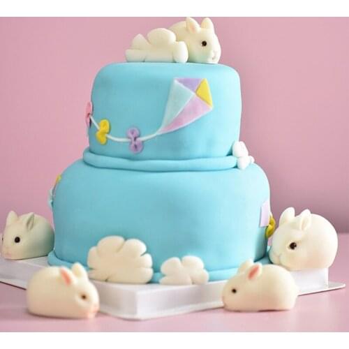 1PcsTwo Cute Rabbit Silicone Mold Chocolate Baking Cake Mold Gypsum Glue High Elastic Rabbit Stereo Mirror Table Decoration Mold