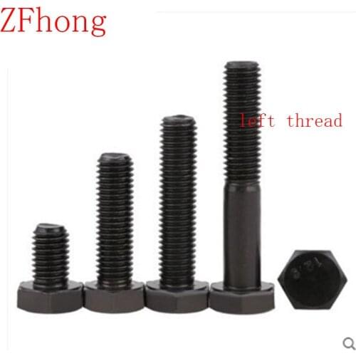 10pcs DIN933 M6*10/12/16/20/25/30/40/50 Steel with black left thread hex bolts