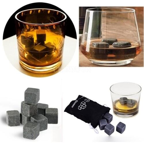 100Set 6Pcs/Set Natural Whiskey Stones Cold Ice Drink Cube Beer Cooler Rock Gift Bar Tool