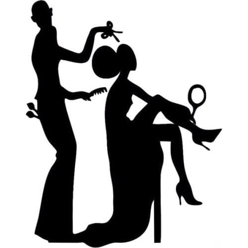 11.7CM*14.6CM Fashion Hair Salon Girl Face Woman Vinyl Motorcycle Car Sticker