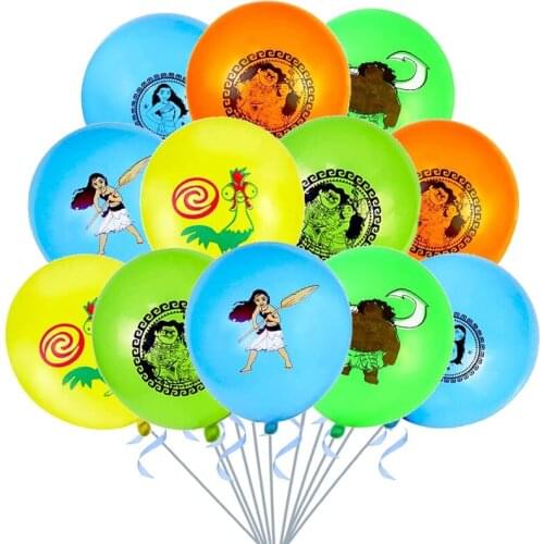 12pcs/lot Moana Balloons 12inch Cartoon Princess Latex Ballons Happy Birthday Ocean Theme Party Decorations Girl Kids Blue Balon