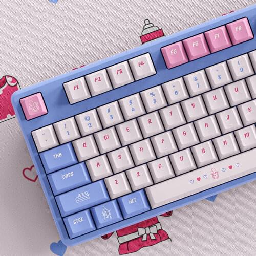 128 Keys Happy Baby Keycaps PBT Dye Sublimation Mechanical Keyboard Key Cap Cherry Profile