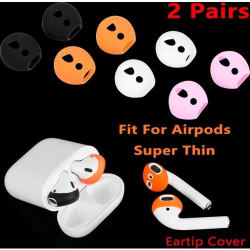 2 pairs For AirPods Apple EarPods Ultra Thin Earphone Tips Anti Slip Earbud Soft Silicone Earphone Case Cover Wholesale