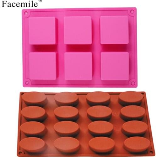 2pcs/set Square Oval Fondant Cake Silicone Soap Mould DIY Soap Mold Chocolate Bakeware Tools for Handmade Gift