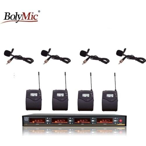 Bolymic 4 Channel wireless microphone Lapel microphone Professional UHF Wireless Microphone Lavalier