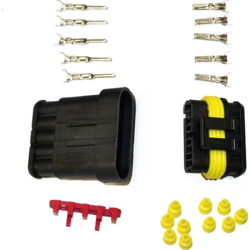 5/10/50/100sets/lot 5 Pin/Way AMP Superseal Waterproof Electrical Wiring Multi Connector Plug Socket Housing 282107-1 282089-1