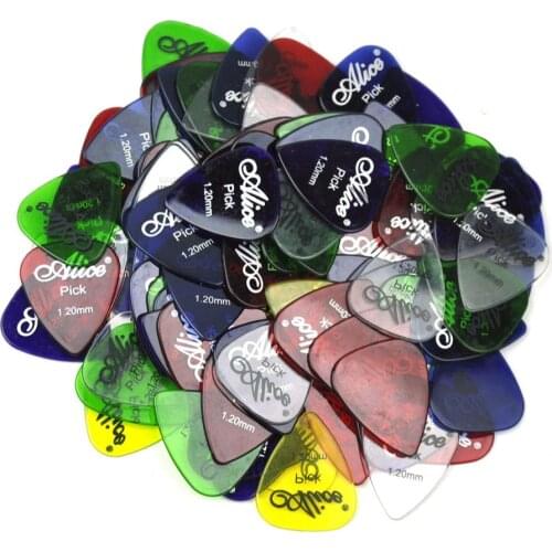 Alice 100pcs Heavy 1.2mm Transparent Glossy Guitar Picks Plectrums Polycarbonate For Electric Guitar