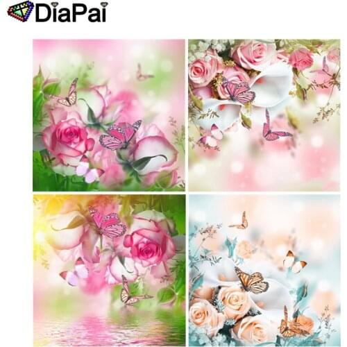 DIAPAI 5D DIY Diamond Painting Full Square/Round Drill "Flower butterfly" 3D Embroidery Cross Stitch 5D Decor Gift