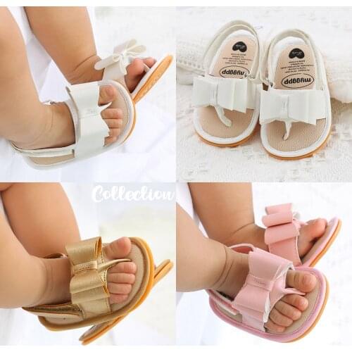 Summer Baby Girls Cute Sandals Bow First Walkers Soft Bottom Anti-Slip Shoes Girl Toddler Princess Shoes 0-18M