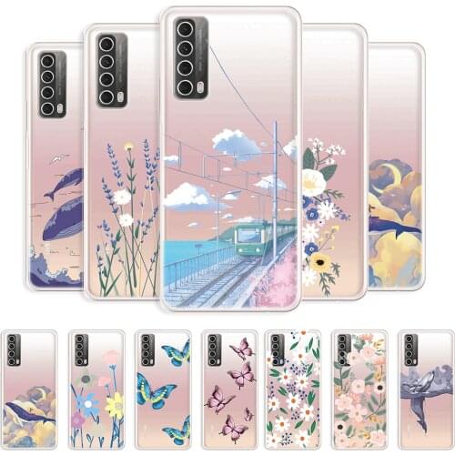 For Huawei P Smart 2021 Case Transparent Soft Cover For Huawei Y7A Scenery Fashion Phone Shell on P Smart 2021 Clear Case Fundas