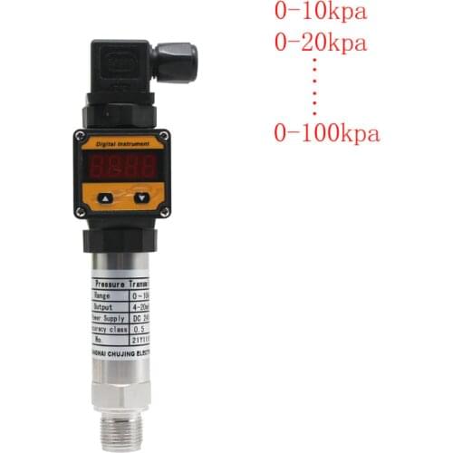 0-10kpa 20kpa 30kpa 40kpa 60kpa 100kpa Pressure transmitter with display indicator meter 4-20mA DC pressure sensor