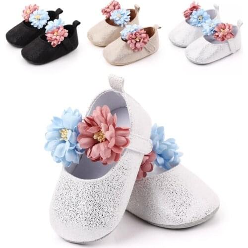 Baby Shoes Cute Flower Newborn Shoes Headband Set Soft Bottom Anti Slip Toddler Shoes Infant Shoes Girls First Walkers