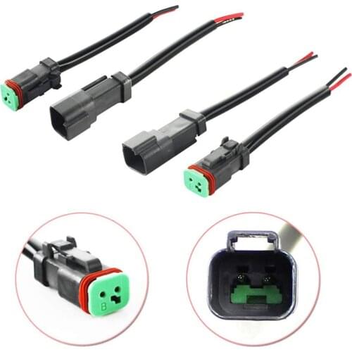 Deutsch DT 2 Pin Pigtail Kit Male Female Connector Adapter Socket Wiring Harness for LED Work Light Bar Auto Accessories