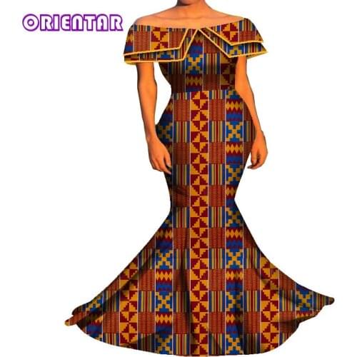 Elegant African Dresses for Women Plus Size Long Maxi Dress African Print Robe Africaine Wedding Party Mermaid Dresses WY8287