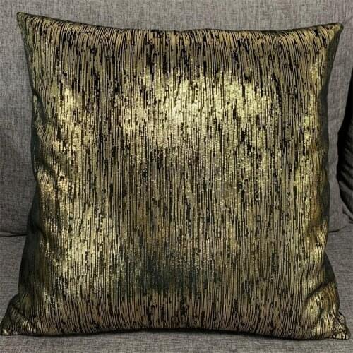 European Shiny Gold Stripes Foil Printing Fashion Sofa Pillow Case Home Decorative Velvet Cushion Cover
