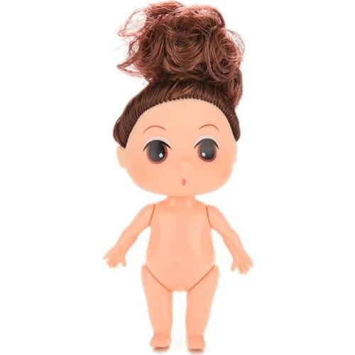 1PCS 9cm Doll for Mini Dolls with Brown Bun Hair Baking Mold Dolls Girl Toys Wholesale 5 Styles
