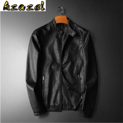 New High quality Mens PU Leather Jacket Motorcycle Stand Collar Zipper multi-pocket Clothing Male Fashion Coats Biker Outerwear
