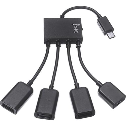 Multifunction Durable 4 Port Micro USB Host OTG Hub Power Adapter Cable Charging Cables Convertor For Android Phone & Tablet PC