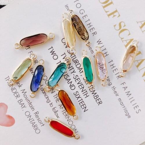 Fashion Geometry Rectangle Glass Crystal Bracelet jewelry Connector Charms DIY Jewelry Findings 30pcs 22*5mm Earring Pendants