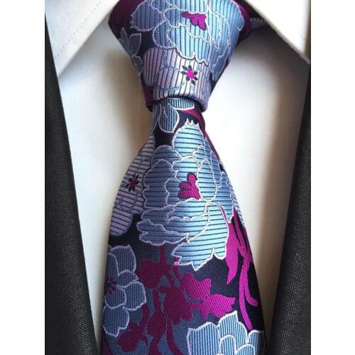 8cm Width Men Woven Tie Embroidered Flowers Necktie