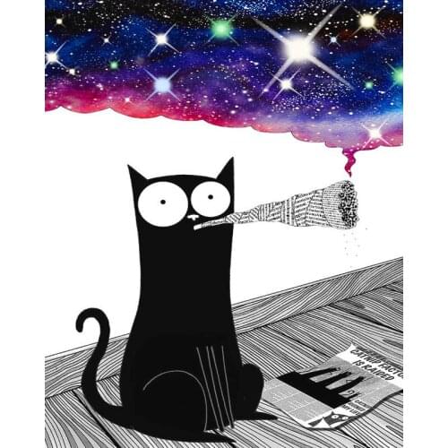 DIY Painting By Numbers Sky Kit Oil Picture By Numbers Cat Animals Wall Art Painting on Canvas Home Decoration Gift