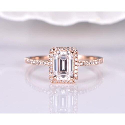 14K White/Rose/Yellow Gold Moissanite Engagement Ring 7x5MM 1.2ct Carat emerald Moissanite Engagement Wedding Ring for Women