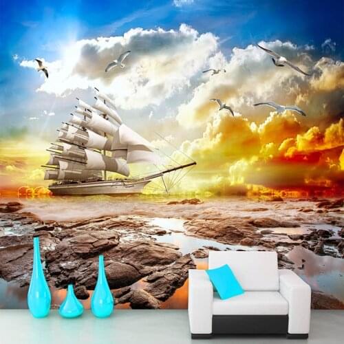 Custom 3D Mural Modern Sunset Nature Landscape Photo Wall Paper Fresco For Living Room TV Sofa Background Decor 3D Wall Covering