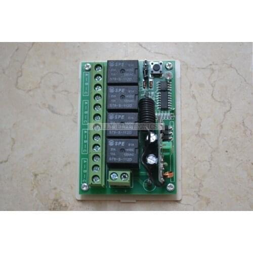 4CH RF Receiver And 4Buttons Transmitter DC12V 10A Wireless Remote Control 200M 315MHZ
