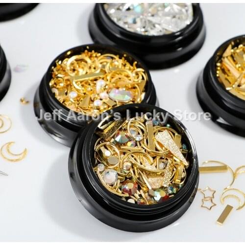 Mixed styles gold bar metal 3D nail art decoration sequins studs micro caviar beads bullion manicure nails accessoires