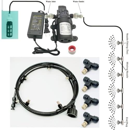 Garden misting pump water spray system nebulizer for flowers plant greenhouse garden irrigation Black 6m-18m