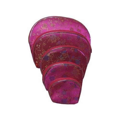 Portable 5 size Set Makeup Cosmetic Travel Bag Zipper Coin Purse Wedding Party Favor Silk Brocade Momen Phone Wallet 2set