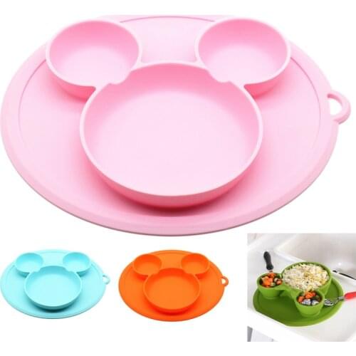 Baby Feeding Plate Silicone Material Baby Dining Plate Health Lovely Mouse Cute Tableware Kitchen Fruit Dishes Children Bowl
