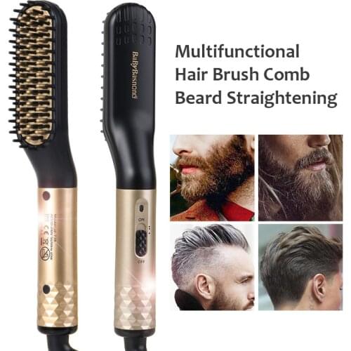 Hair Straightener Brush Electric Hair Comb Multifunctional Beard Styler Straightening Hot Comb Men Hair Styler Styling Tools