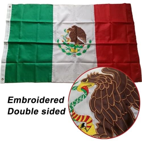 Embroidered Sewn Mexico Flag Mexican National Flag World Country Banner Oxford Fabric Nylon 3x5ft, free shipping